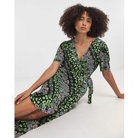 Crinkle Midi Empire Dress Side Ties Multicolour