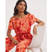 Crinkle Bardot Jumpsuit Print