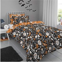 Day Dead Duvet Cover Set Black Orange DOUBLE