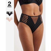 2 Pack Hannah Everyday Spot Mesh Briefs Black Blush
