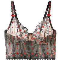 Sexy Stripy Hearts Non Padded Bra Black Red
