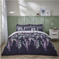 Wisteria Duvet Cover Set White Navy KING
