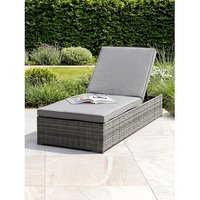 Charles Bentley Grey Rattan Sun Lounger with Cushion
