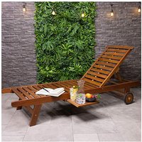 Charles Bentley Wooden Reclining Sun Lounger with Tray