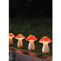 Fairy Mushroom Stake Lights Set 4 Red White