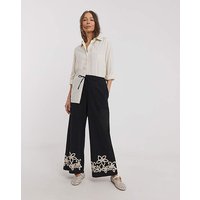 Cotton Embroidered Wide Leg Trousers JD Williams