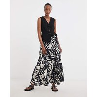 Pure Cotton Tiered Midi Skirt Mono Print JD Williams