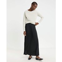 Pleated Pull On Jersey Maxi Skirt