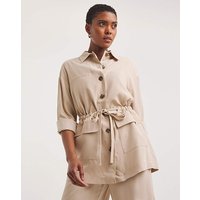 Twill Tie Waist Overshirt