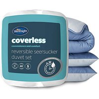 Seersucker Coverless Set Grey Blue KING