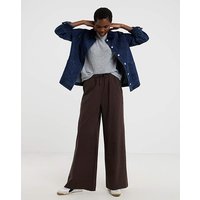 Printed Drawstring Wide Leg Trouser Chocolate Stripe