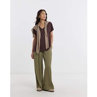 Linen Mix Wide Leg Trousers Soft