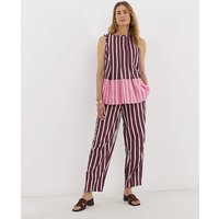 Linen Mix Barrel Leg Trouser Stripe
