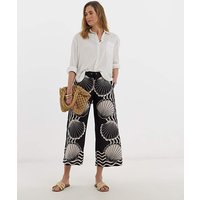Spun Viscose Wide Leg Culotte Mono Print
