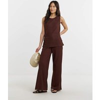 Textured Jersey Wide Leg Trouser