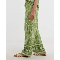 Linen Mix Wide Leg Trousers Print