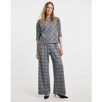 Grey Check Ponte Wide Leg Trouser Grey Check - JD Williams - Size: 14