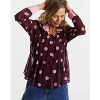 Georgette Pintuck Shirt Burgundy Print - JD Williams - Size: 26