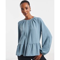 Pintuck Peplum Long Sleeve Blouse JD Williams