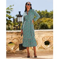 Ruffle Hem Belted Shirt Dress