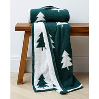 Christmas Trees Knit Throw Green White JD Williams