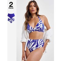 Value 2 Pack Bikini Briefs Leafprint Cobalt JD Williams