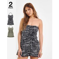 Value 2 Pack Bandeau Swimdresses Spot Green JD Williams