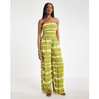 Shirred Bandeau Beach Jumpsuit TIE DYE