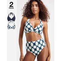 Value 2 Pack Halterneck Bikini Tops TIE DYE JD Williams