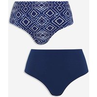 Value 2 Pack Bikini Bottoms Tile Print Navy