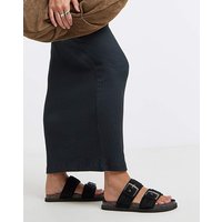 Two Strap Buckle Sandals Wide Fit Suede