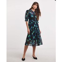 Button Through Midi Smock Dress Print