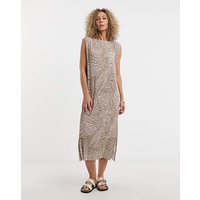 Line Pilsse Dress Side Slits Natural Animal