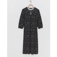 Soft Touch Midi Dress Key Hole Neck Floral Print JD Williams