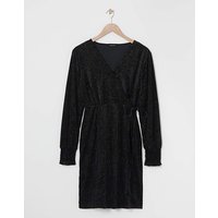 Velvet Glitter Stripe Wrap Dress