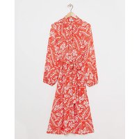 Crinkle Balloon Sleeve Midi Shirt Dress Print