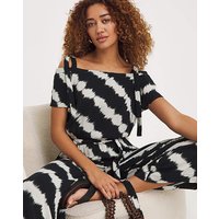 Printed Crinkle Tie Strap Jumpsuit Mono Stripe