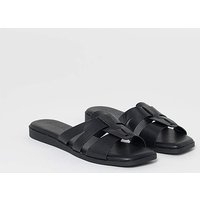 Woven Flat Mule Sandals Wide