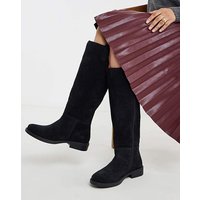 Suede Pull On Knee High Boot Wide C Suede