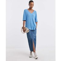 Popcorn Yarn V neck Short Sleeve Top