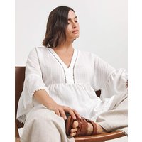 V Neck Textured Smock Top