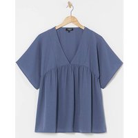 Petrol V Neck Smock Top Petrol