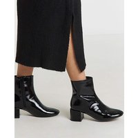 Low Block Heel Ankle Boot Extra Wide Patent