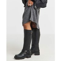 Chunky Biker Boots Extra Wide Curvy PU