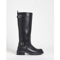 Knee High Biker Boots Wide C PU