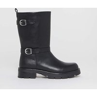 Strap Biker Boots Extra Wide PU