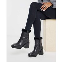 Leather Fur Lined Platform Boot Wide