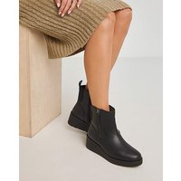 Zip Detail Wedge Ankle Boot Wide PU