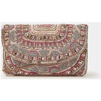 Bead Embellished Clutch Bag Pastel Coloured ONE