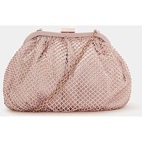 Sequin Clip Frame Clutch Bag Pale ONE